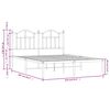 vidaXL Metal Bed Frame without Mattress with Headboard White 150x200cm