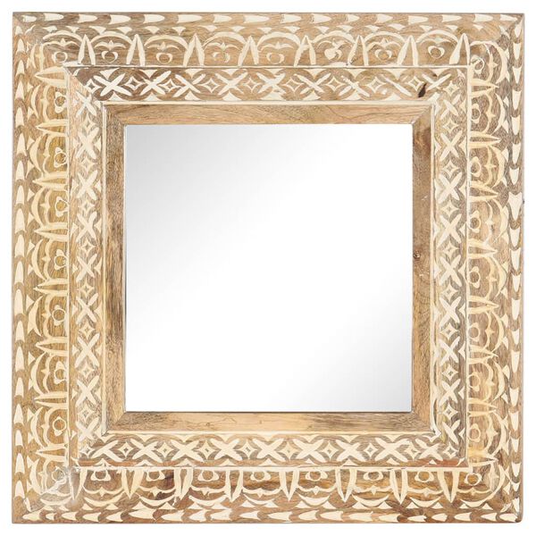 vidaXL Hand-Carved Mirror 50x50x2.6 cm Solid Mango Wood