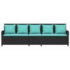 vidaXL Garden Sofa 5-Seater with Cushions Black Poly Rattan