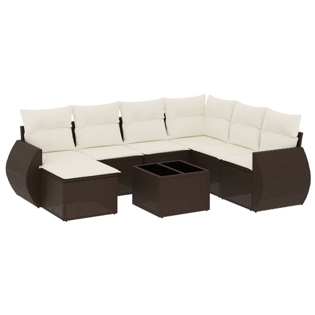 vidaXL 8 Piece Garden Sofa Set with Cushions Brown Poly Rattan