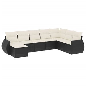 vidaXL 8 Piece Garden Sofa Set with Cushions Black Poly Rattan