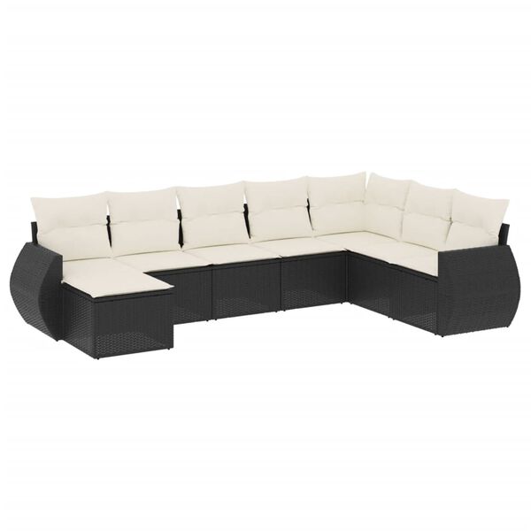 vidaXL 8 Piece Garden Sofa Set with Cushions Black Poly Rattan