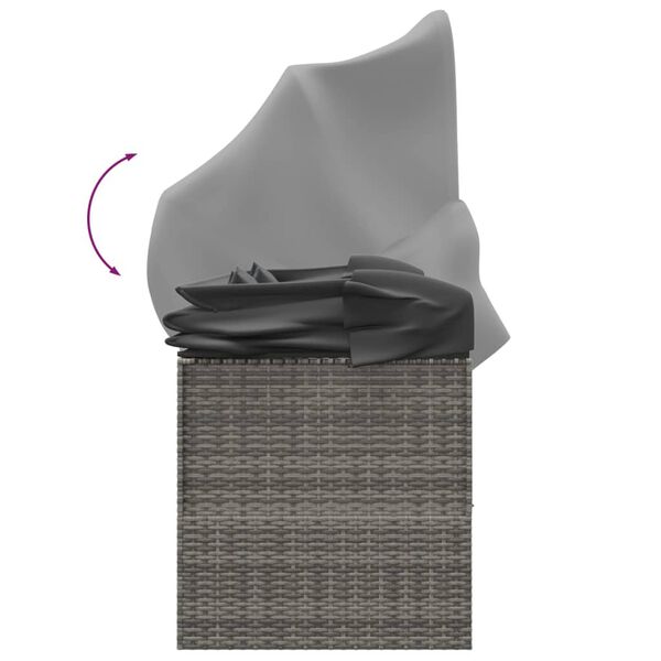vidaXL Outdoor Lounge Bed with Roof and Cushions Grey Poly Rattan
