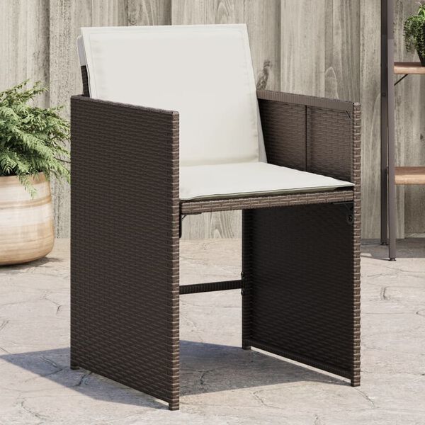 vidaXL Garden Chairs with Cushions 4 pcs Brown Poly Rattan