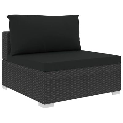 vidaXL 8 Piece Garden Lounge Set with Cushions Poly Rattan Black