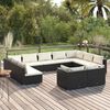vidaXL 11 Piece Garden Lounge Set with Cushions Black Poly Rattan