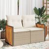 vidaXL Garden Sofa with Cushions 2-Seater Beige Poly Rattan