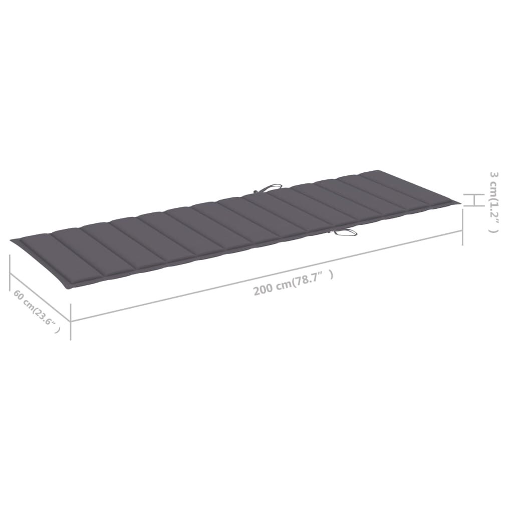 vidaXL Garden Sun Lounger with Cushion Grey Solid Acacia Wood
