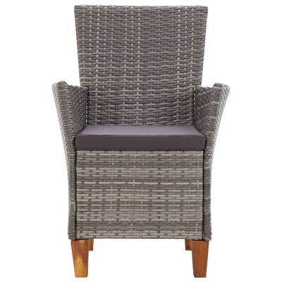 vidaXL Garden Chairs 2 pcs with Cushions Poly Rattan Grey