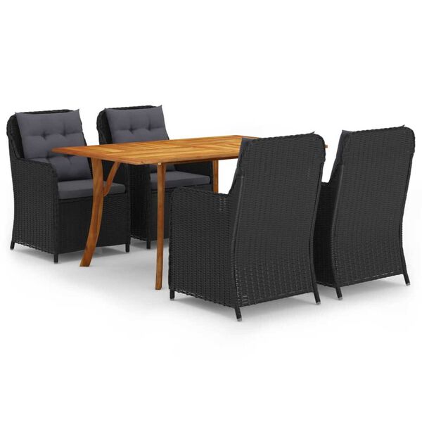 vidaXL 5 Piece Garden Dining Set Black