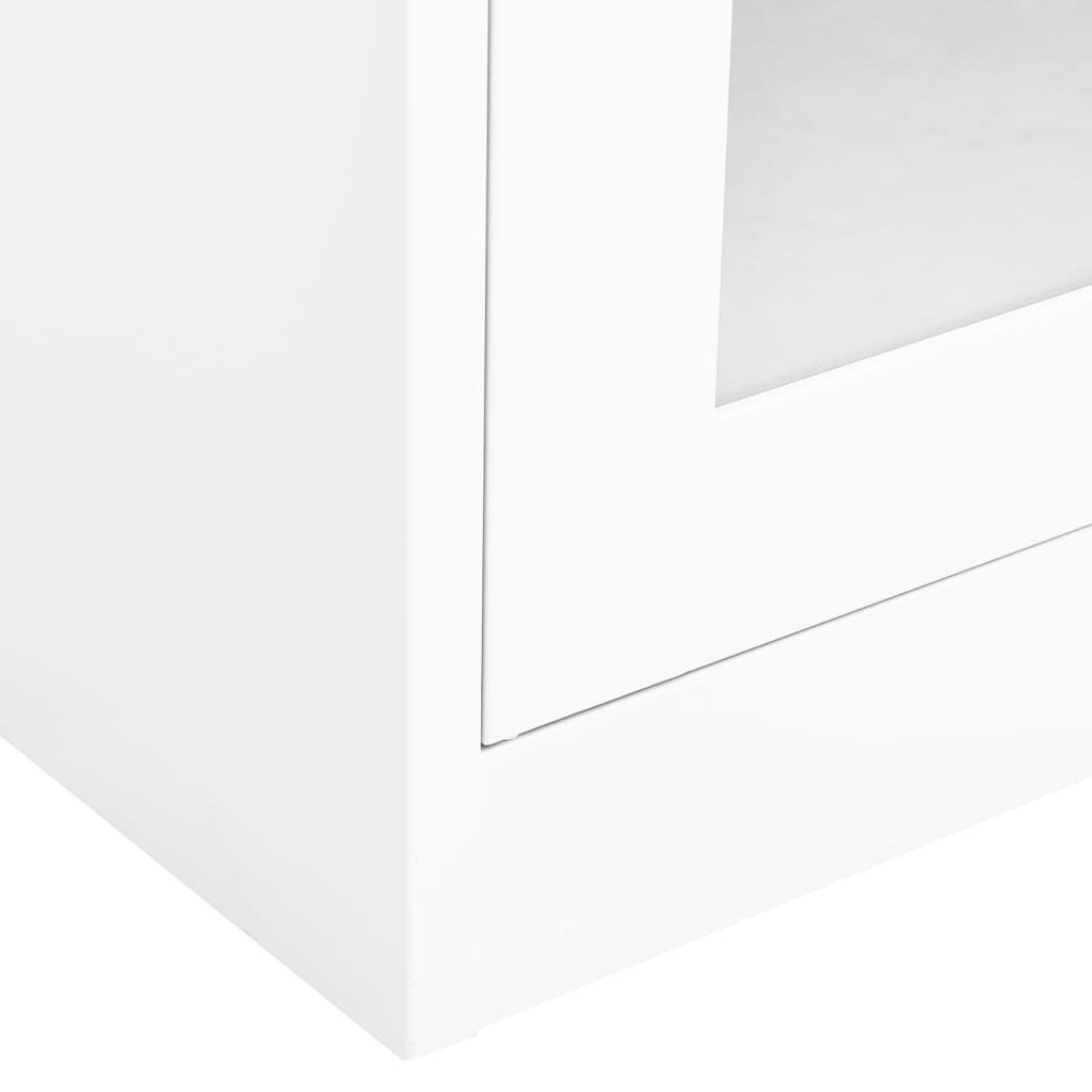vidaXL Office Cabinet White 90x40x180 cm Steel and Tempered Glass