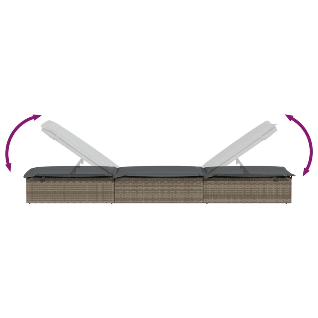 vidaXL Sunbed 1 pc with Table Grey Poly Rattan
