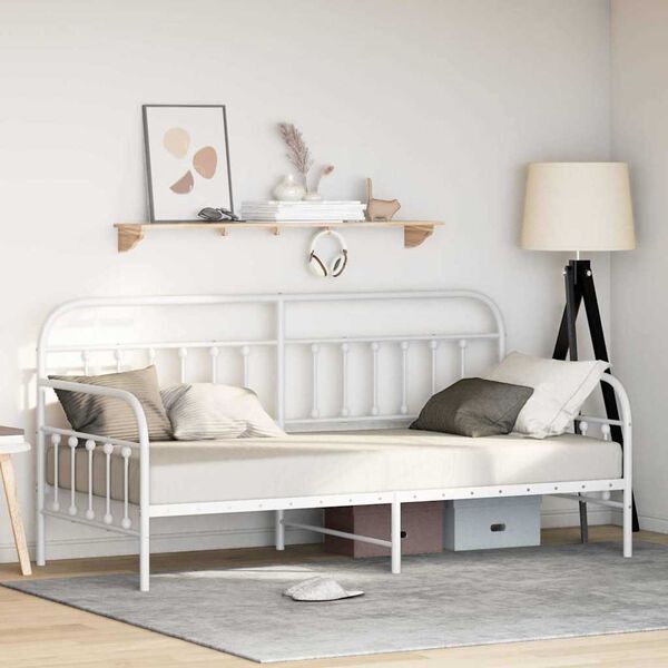 vidaXL Daybed Frame White 100 x 200 cm Powder-Coated Steel