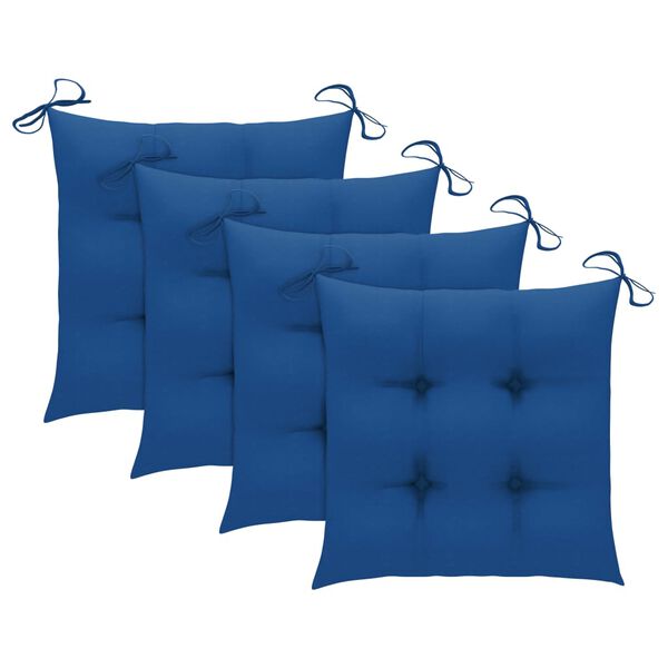 vidaXL Garden Chairs with Blue Cushions 4 pcs Solid Teak Wood