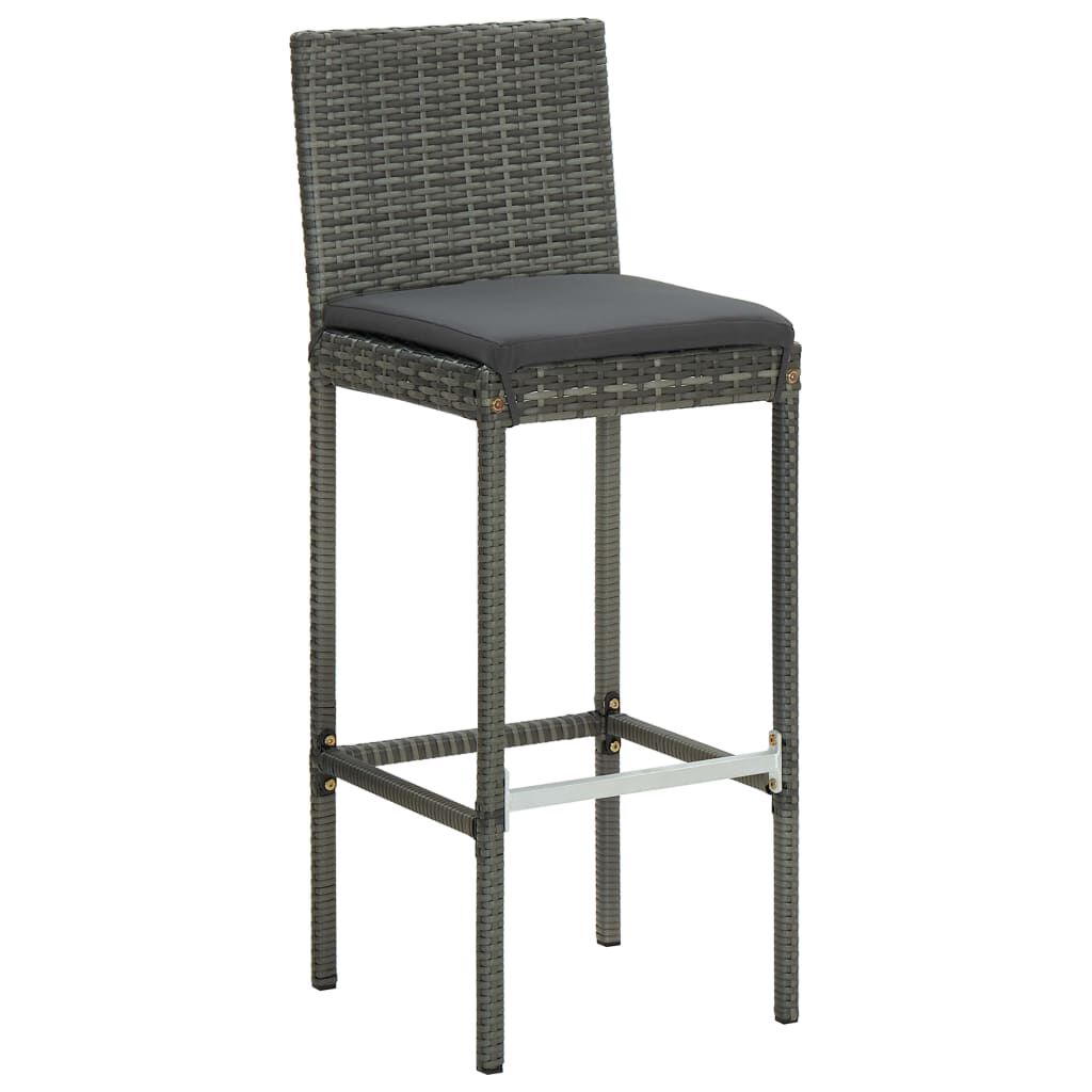 vidaXL 3 Piece Garden Bar Set with Cushions Grey