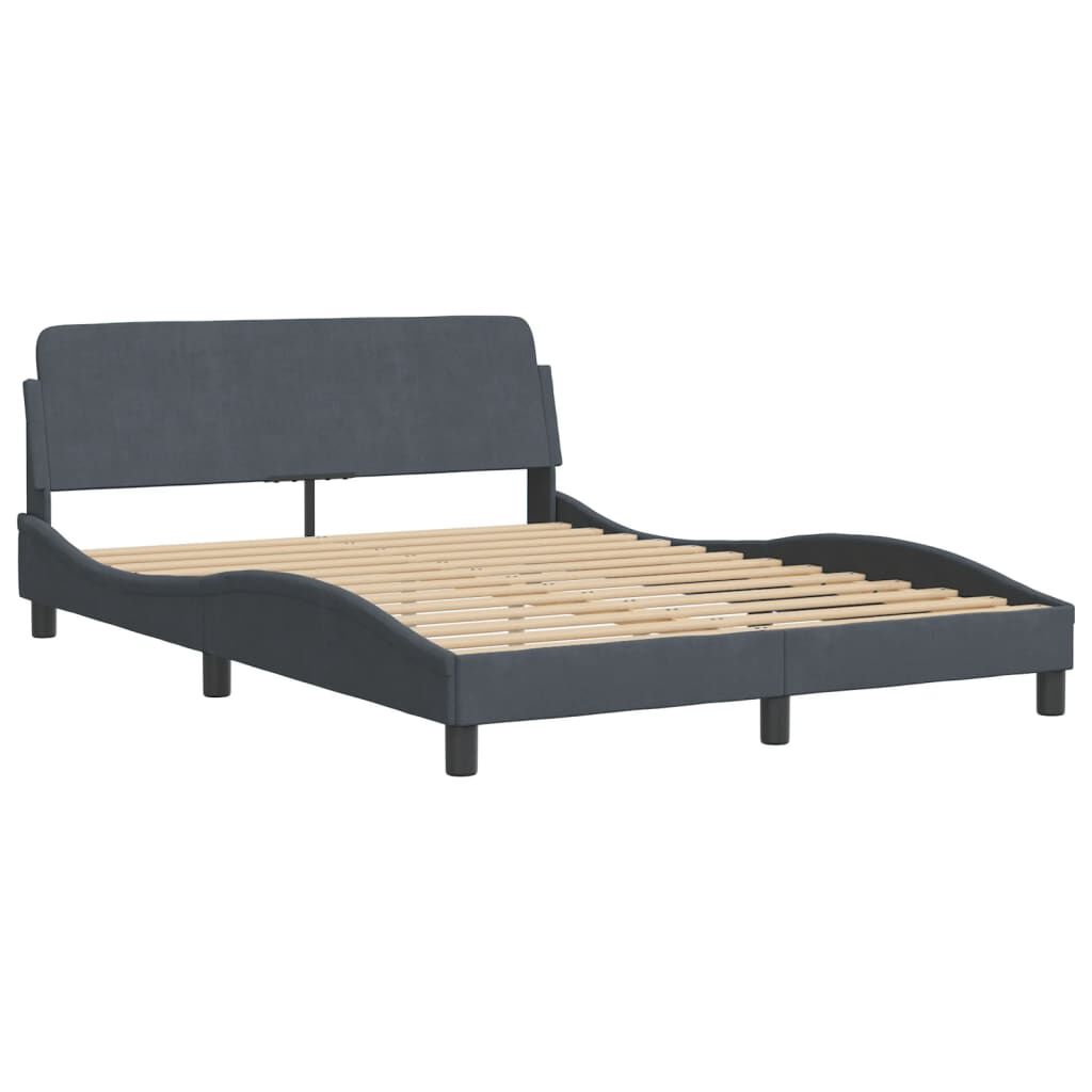 vidaXL Bed Frame without Mattress Dark Grey 137x187 cm Double Velvet