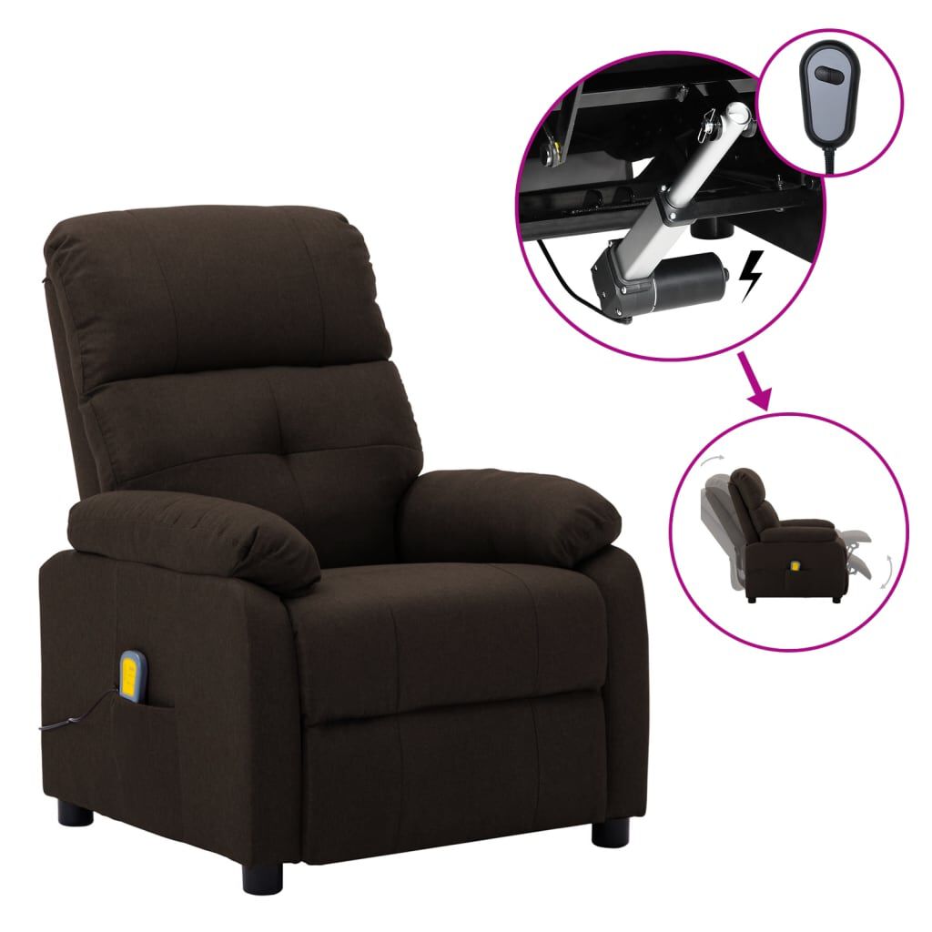 vidaXL Electric Massage Chair Dark Brown Fabric