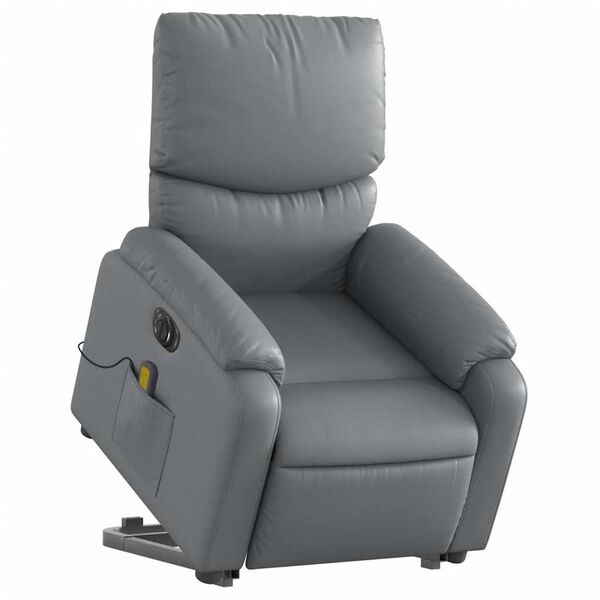 vidaXL Electric Stand up Massage Recliner Chair Grey Faux Leather