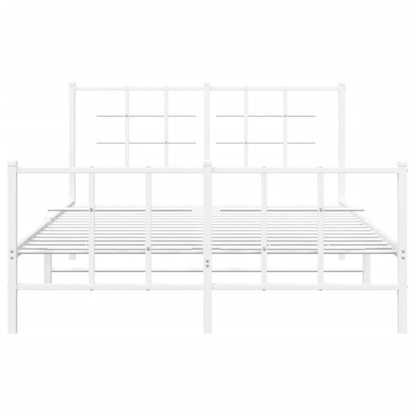 vidaXL Metal Bed Frame without Mattress with Footboard White 135x190cm
