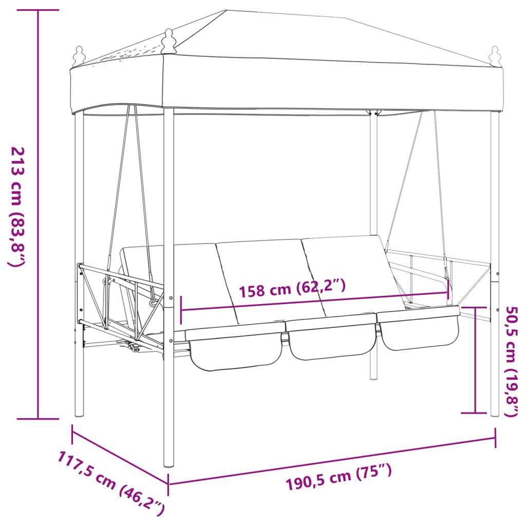 vidaXL Garden Swing Bench with Canopy Green Steel