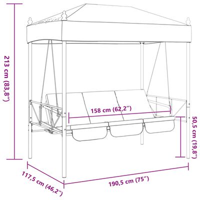 vidaXL Garden Swing Bench with Canopy Green Steel