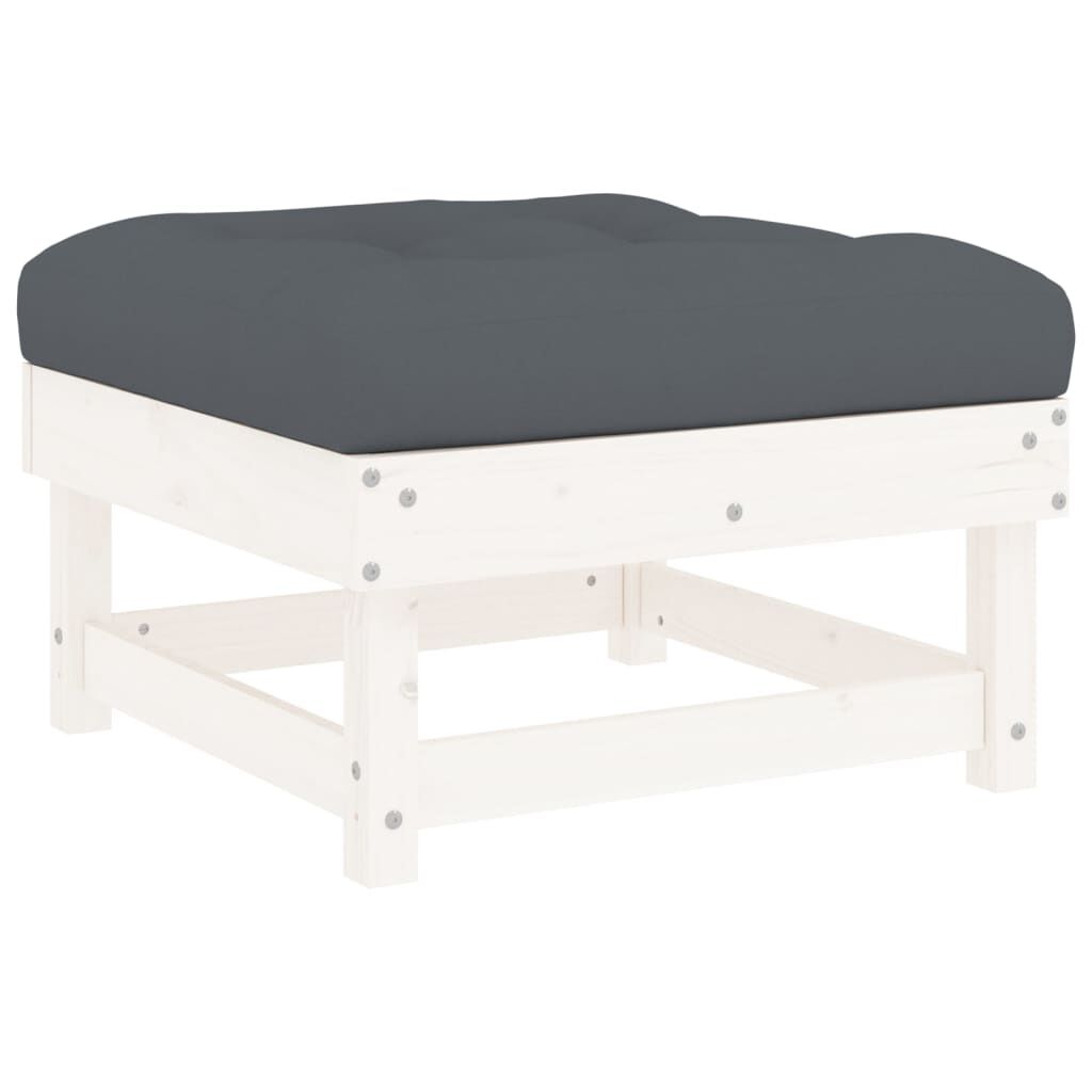 vidaXL 6 Piece Garden Lounge Set with Cushions White Solid Wood