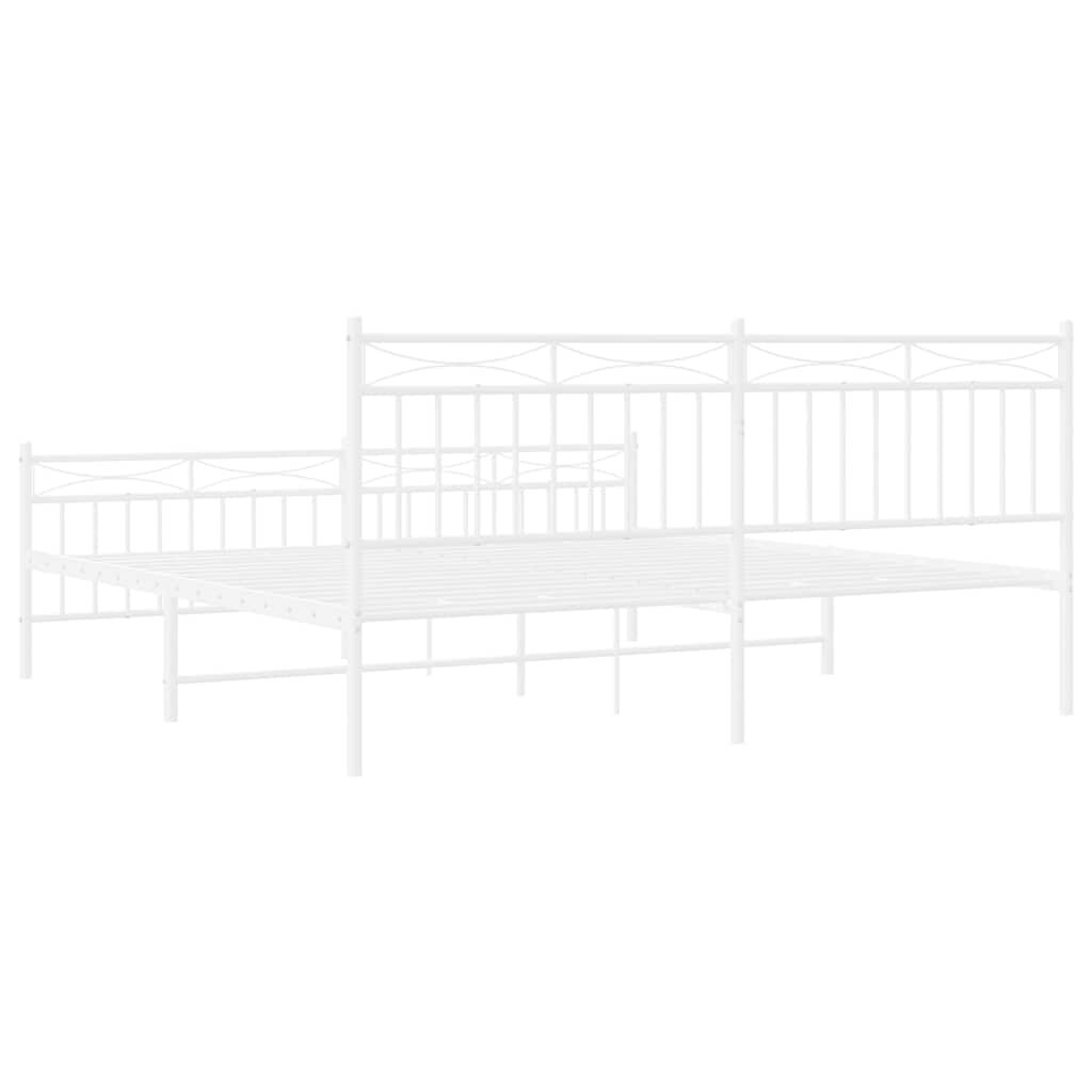 vidaXL Metal Bed Frame without Mattress with Footboard White 183x213cm