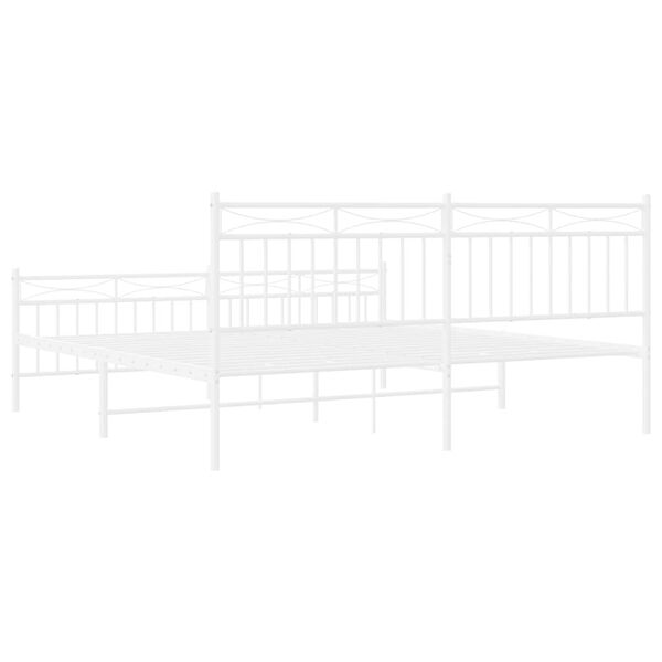 vidaXL Metal Bed Frame without Mattress with Footboard White 183x213cm