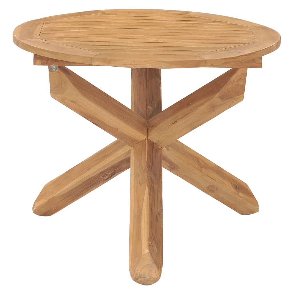 vidaXL Garden Dining Table Ø90x75 cm Solid Teak Wood