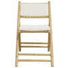 vidaXL 3 Piece Folding Bistro Set with Cream White Cushions Bamboo