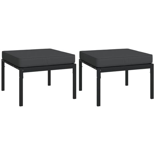 vidaXL 7 Piece Garden Lounge Set with Grey Cushions Steel
