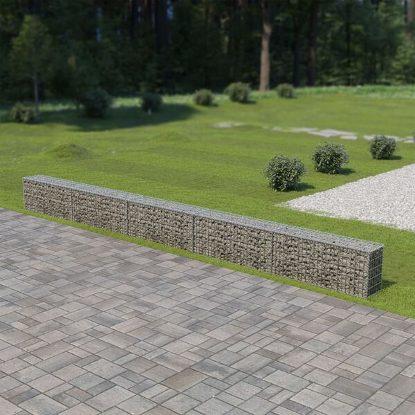vidaXL Gabion Wall with Covers Galvanised Steel 600x30x50 cm