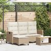 vidaXL Reclining Garden Sofa with Cushions L-shaped Beige Poly Rattan