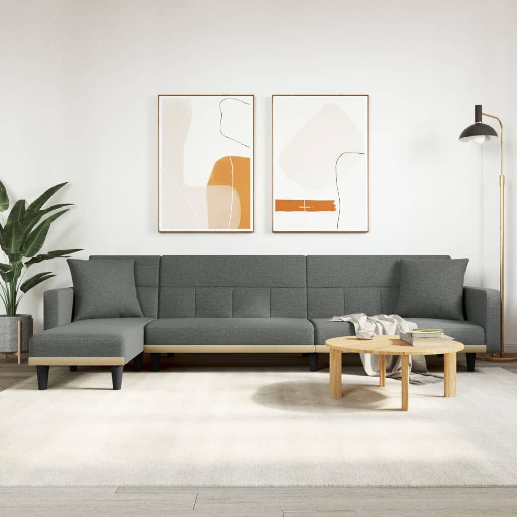 vidaXL L-shaped Sofa Bed Dark Grey 275x140x70 cm Fabric