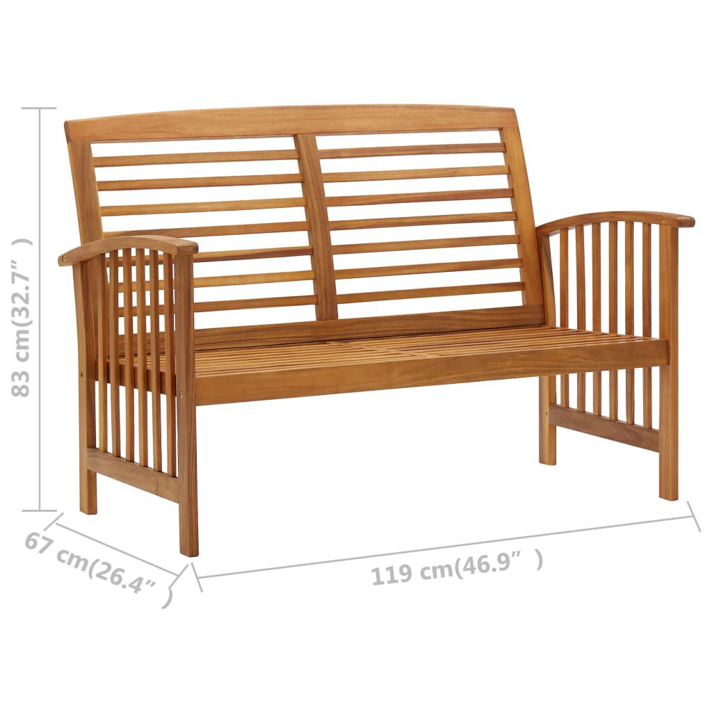 vidaXL 3 Piece Garden Lounge Set Solid Acacia Wood