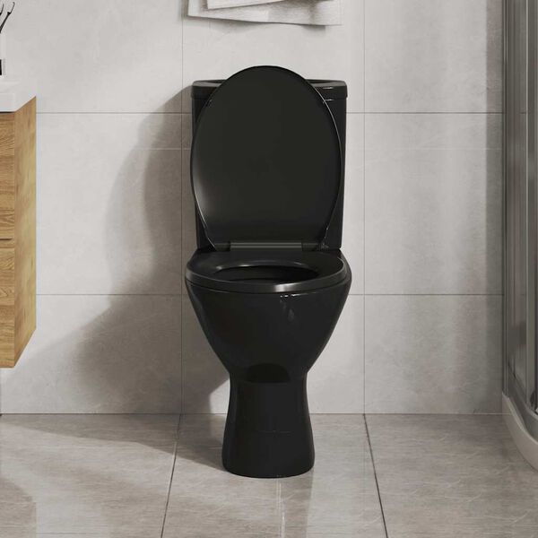 vidaXL Soft-close Toilet Seat with Quick-release Design Black