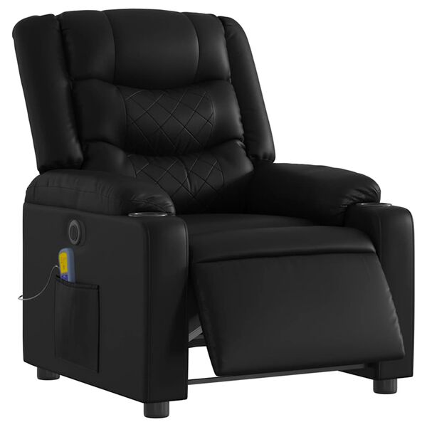 vidaXL Electric Massage Recliner Chair Black Faux Leather