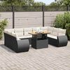 vidaXL 10 Piece Garden Sofa Set with Cushions Black Poly Rattan