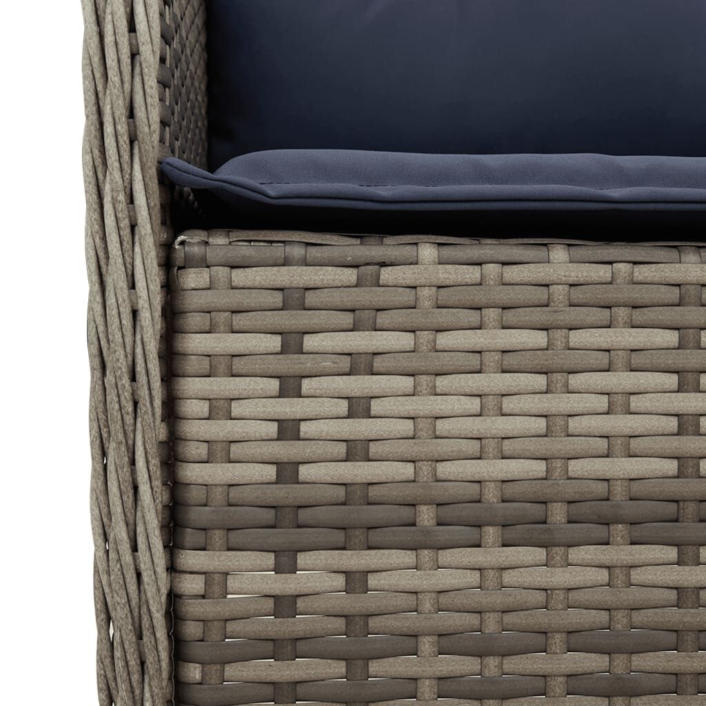 vidaXL 7 Piece Garden Dining Set with Cushions Grey Poly Rattan