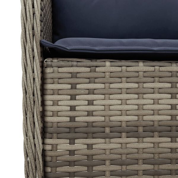 vidaXL 7 Piece Garden Dining Set with Cushions Grey Poly Rattan
