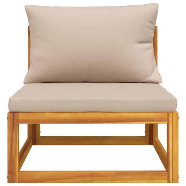vidaXL Garden Middle Sofa with Taupe Cushions Solid Wood Acacia