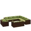 vidaXL 11 Piece Garden Lounge Set with Cushions Brown Poly Rattan