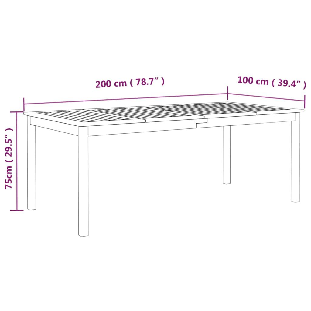 vidaXL 7 Piece Garden Dining Set Solid Wood Acacia Grey