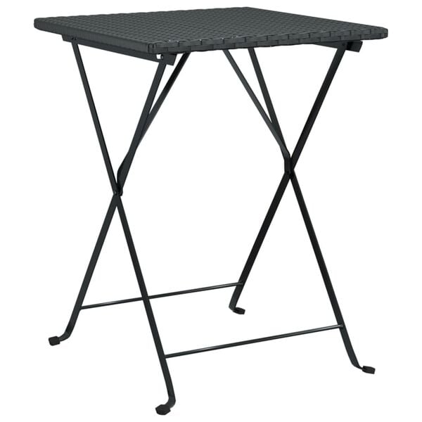 vidaXL 3 Piece Folding Bistro Set Black Poly Rattan