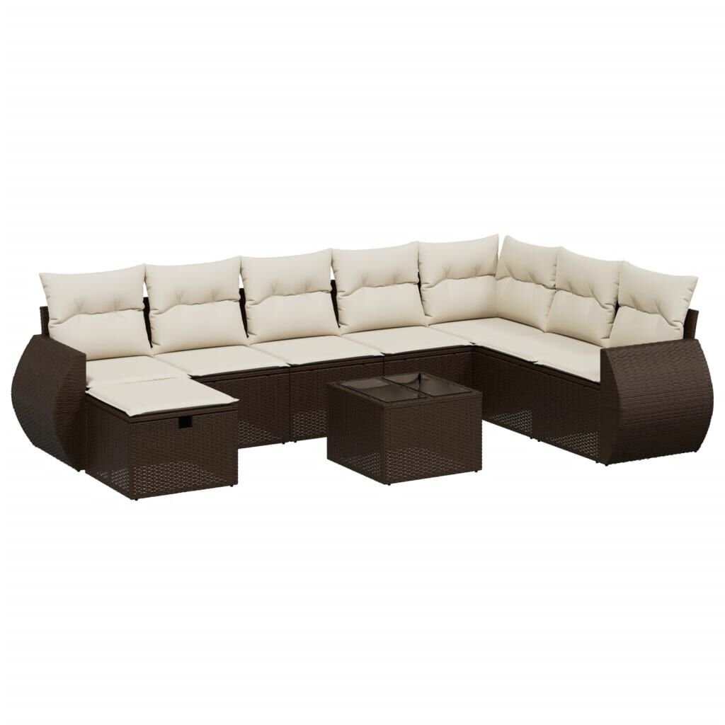 vidaXL 8 Piece Garden Sofa Set with Cushions Brown Poly Rattan