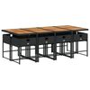 vidaXL 9 Piece Garden Dining Set with Cushions Black Poly Rattan
