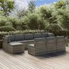 vidaXL 10 Piece Garden Lounge Set with Cushions Grey Poly Rattan