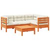 vidaXL 5 Piece Garden Sofa Set with Cushions Wax Brown Solid Wood Pine