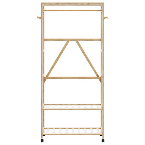 vidaXL Clothes Rack with Shelves and Wheels 90x40x179.5 cm Bamboo