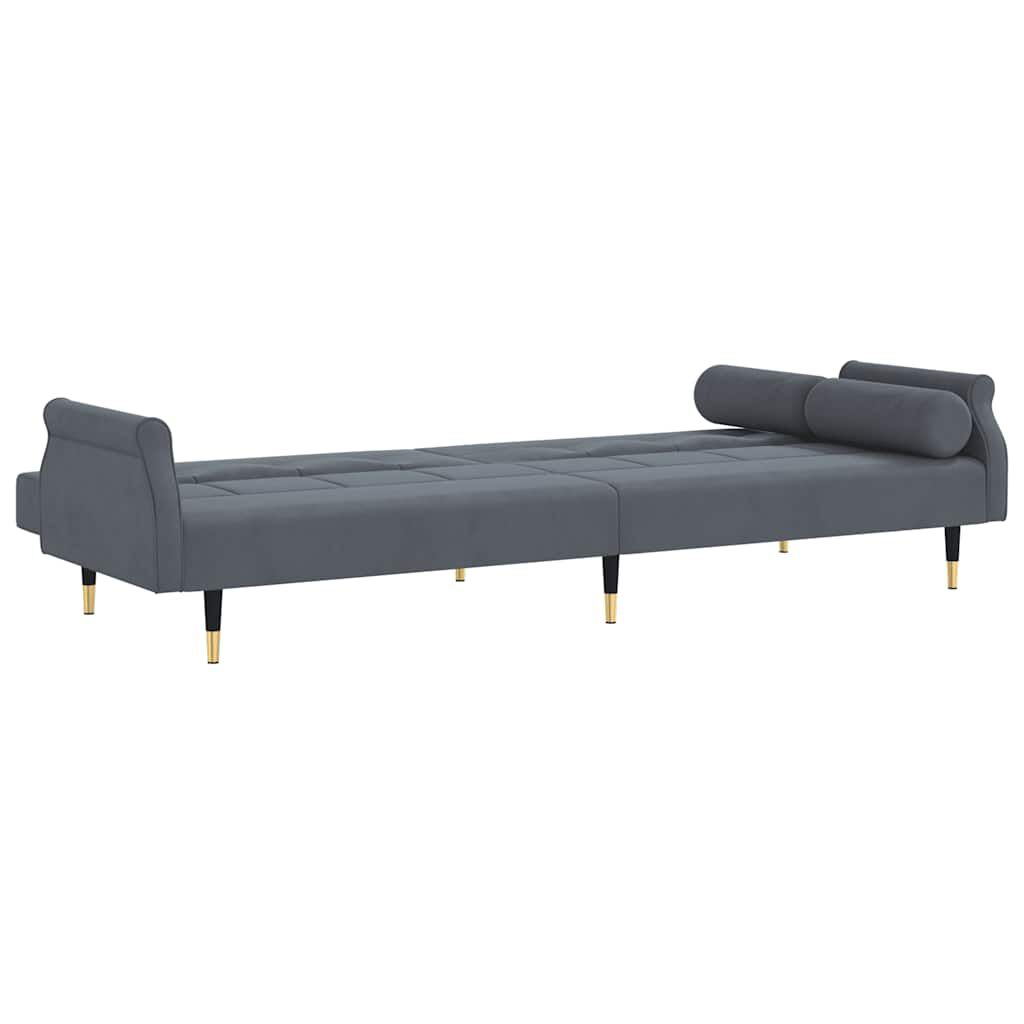 vidaXL Sofa Bed with Cushions Dark Grey Velvet